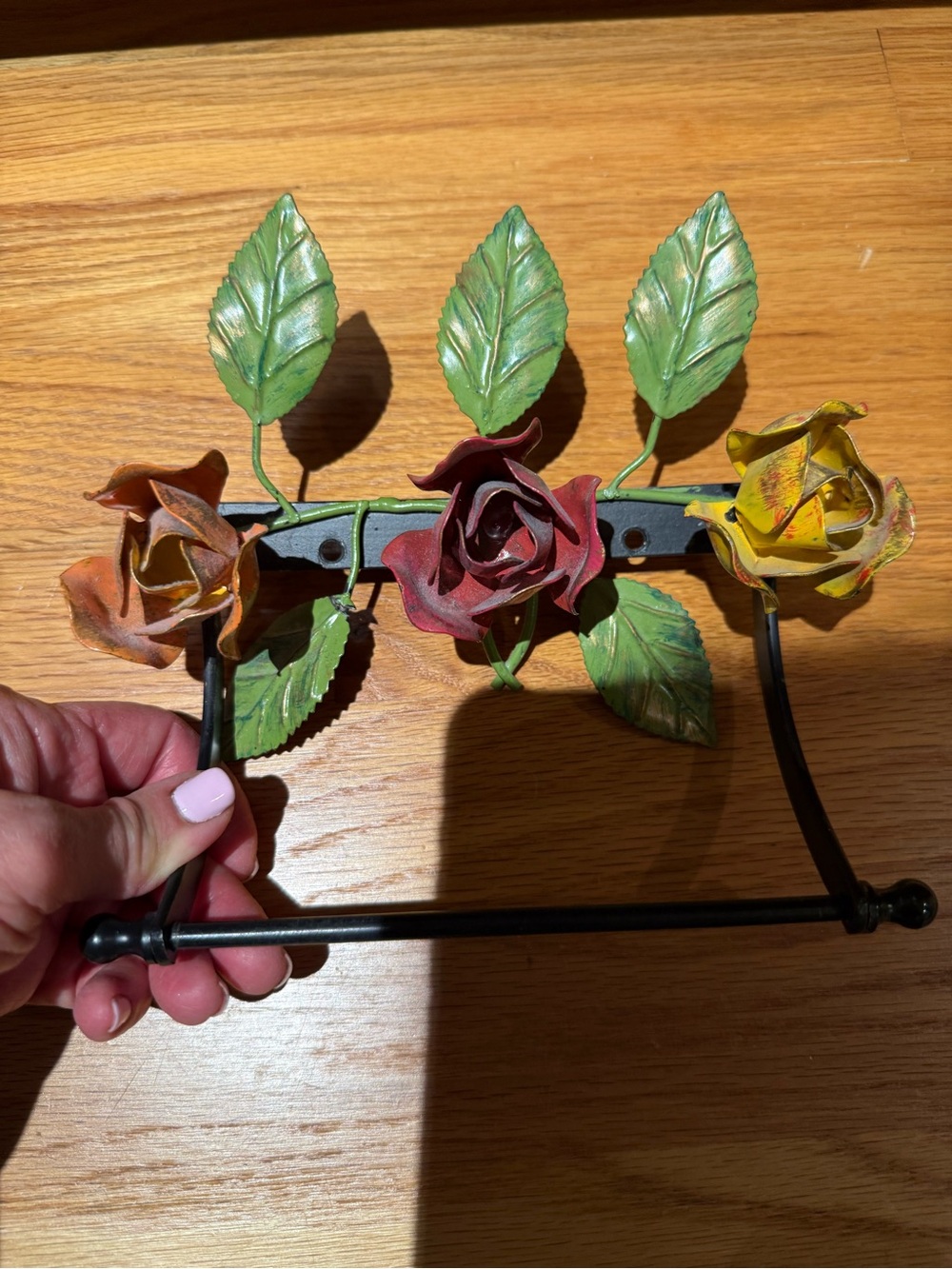 Michal Negrin Floral Wall Towel Holder in Green, Red, Yellow